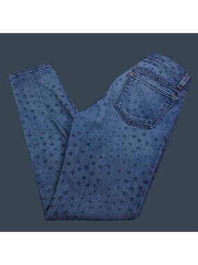 J Brand Womens Capri Skinny Jeans 26 Star Print Medium Wash Low Rise Stretch
